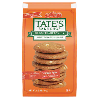 Tate's Bake Shop Pumpkin Spice Cookies with White Chocolate Chips Limited Edition, 6.5 oz