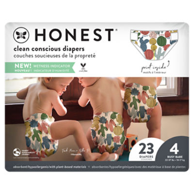 The Honest Company Clean Conscious Diapers - Size 4, Cactus Cuties, 23 CT