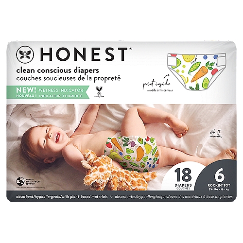 The Honest Company Clean Conscious Diapers - So Delish , Size 6, 18 CT