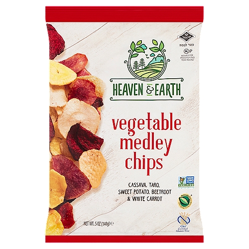 Heaven & Earth Cassava, Taro, Sweet Potato, Beetroot & White Carrot Vegetable Medley Chips, 5 oz