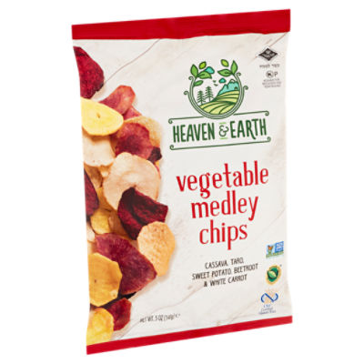 Heaven & Earth Cassava, Taro, Sweet Potato, Beetroot & White Carrot Vegetable Medley Chips, 5 oz