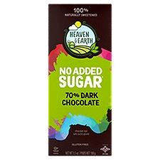 Heaven & Earth No Added Sugar 70% Dark Chocolate, 3.5 oz