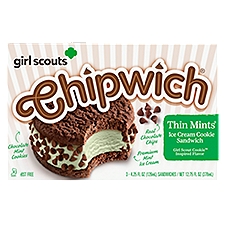 Chipwich Girl Scouts Thin Mints Ice Cream Cookie Sandwich, 4.25 fl oz, 3 count