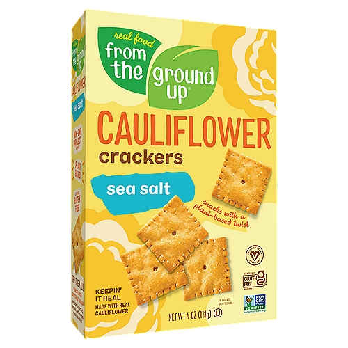 Real Food From The Ground Up Sea Salt Cauliflower Crackers, 4 oz
Cauliflower meets cracker - Game Over!
And, sea salt is a slam dunk in your snack game - What a Win!

Go ahead have a handful, or two, we won't tell!
Snack More worry less!