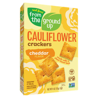 Real Food From The Ground Up Cheddar Flavor Cauliflower Crackers, 4 oz