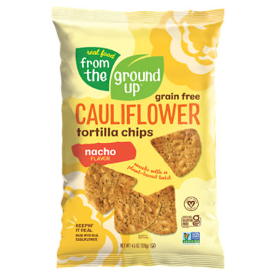Real Food From The Ground Up Nacho Flavor Cauliflower Tortilla Chips, 4.5 oz