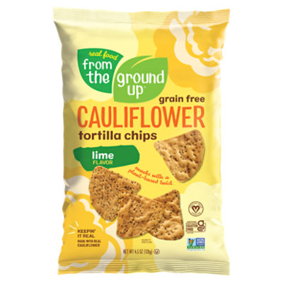 Real Food From The Ground Up Lime Flavor Cauliflower Tortilla Chips, 4.5 oz
