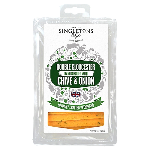 Singletons & Co Double Gloucester Hand Blended with Chive & Onion, 5 oz
Double Gloucester Chive & Onion Slices