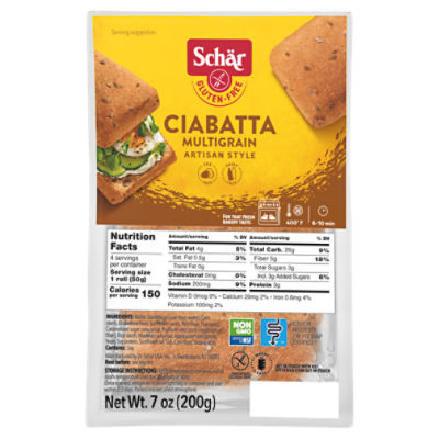 Schär GlutenFree Artisan Style Multigrain Ciabatta, 4 count, 7 oz