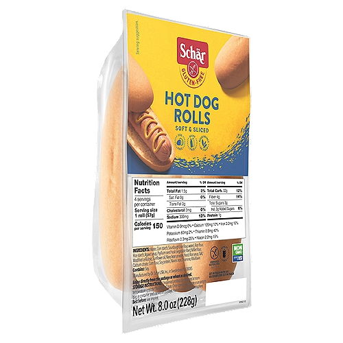 Schär Gluten-Free Soft & Sliced Hot Dog Rolls, 8.0 oz