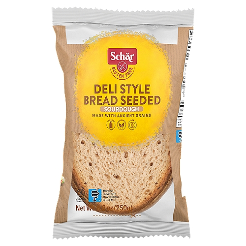 Schär Gluten Free Deli Style Bread Seeded Sourdough Bread, 8.8 oz
Freshness Sticker*
To avoid using preservatives
Absorbs oxygen
Keeps the product fresh until you open it
*do not eat or cut