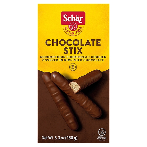 Schär Gluten-Free Chocolate Stix, 5.3 oz
Scrumptious Shortbread Cookies Covered in Rich Milk Chocolate