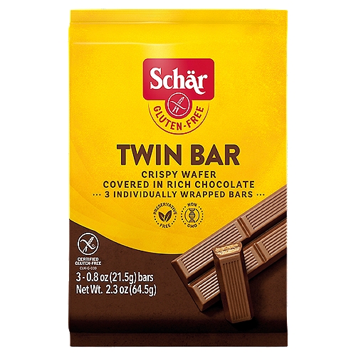 Schär Gluten-Free Twin Bar Crispy Wafer, 0.8 oz, 3 count