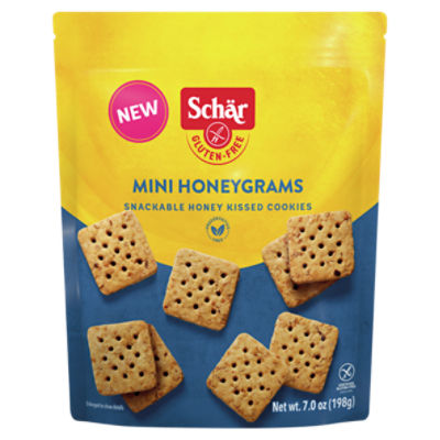 Schär Gluten-Free Mini Honeygrams Snackable Honey Kissed Cookies, 7.0 oz