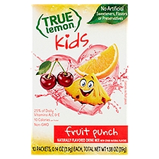 True Lemon Kids Fruit Punch Naturally Flavored Drink Mix, 0.14 oz, 10 count