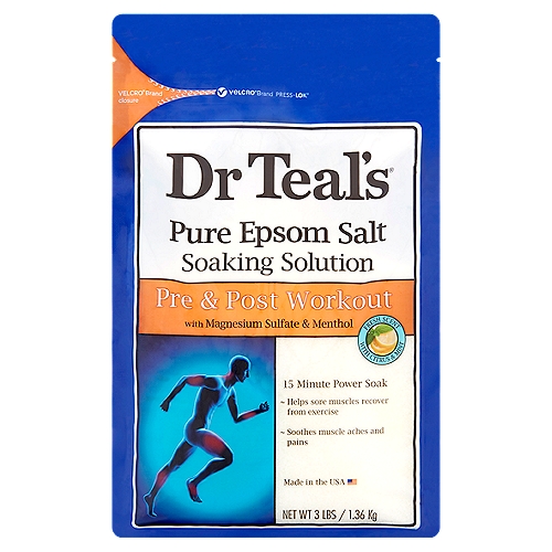 Dr Teal's Pre & Post Workout Pure Epsom Salt Soaking Solution, 3 lbs