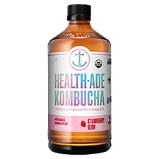 Health-Ade Kombucha Strawberry Glow, Probiotic Tea, 16 Fluid ounce