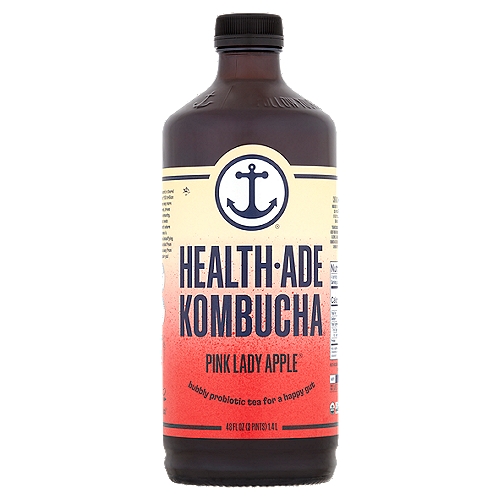 Health-Ade Kombucha Pink Lady Apple Bubbly Probiotic Tea, 48 fl oz
You've got a big, bright world in there! Your gut is a community of 100 trillion microorganisms that does way more than digest: It boosts mood, drives energy, and strengthens immunity, for starters. But your gut needs fuel to do the job, and that's where Health-Ade Kombucha comes in. With living probiotics and detoxifying acids to restore body and mind from the inside out, you're sips away from a healthier gut and a happier you!

Follow Your Gut!®
