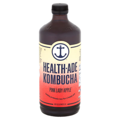 Health-Ade Kombucha Pink Lady Apple Bubbly Probiotic Tea, 48 fl oz