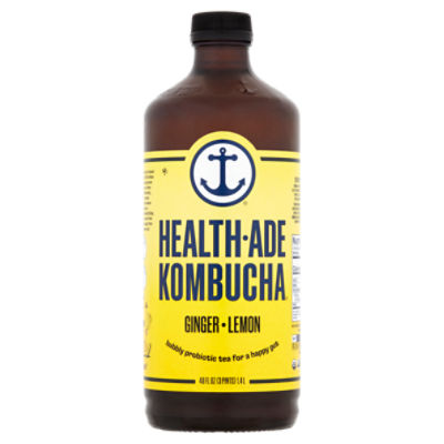 HealthAde Kombucha Ginger Lemon Probiotic Tea, 48 fl oz