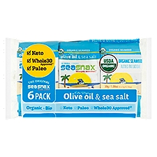 SeaSnax The Original Extra Virgin Olive Oil & Sea Salt Organic Seaweed, 0.18 oz, 6 count
