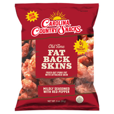 Carolina Country Snacks Mildly Seasoned with Red Pepper Old Time Fat Back Skins, 3 oz