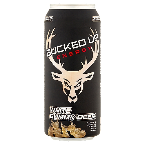 Bucked Up White Gummy Deer Energy Drink, 16 fl oz