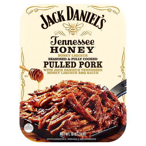 Jack Daniel's Tennessee Honey Honey Liqueur Seasoned & Fully Cooked Pulled Pork, 16 oz
Jack Daniel's Character
Lynchburg, Tennessee
Tennessee Honey™ Has the Distinctive Character of Jack Daniel's Tennessee Whiskey & Liqueur with Subtle Notes of Honey for A Smooth Rewarding Taste
Enjoy Every Bite

''The Finest Ingredients Make The Best Quality Product''

Jack Daniel's Pulled Pork
Juicy Pulled Pork is cooked to perfection with Jack Daniel's Tennessee Honey Liqueur BBQ Sauce. Taste the rich heritage and tradition of southern cooking in every bite.