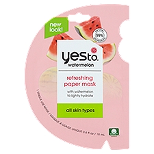 Yes To Watermelon Refreshing, Paper Mask, 0.6 Fluid ounce