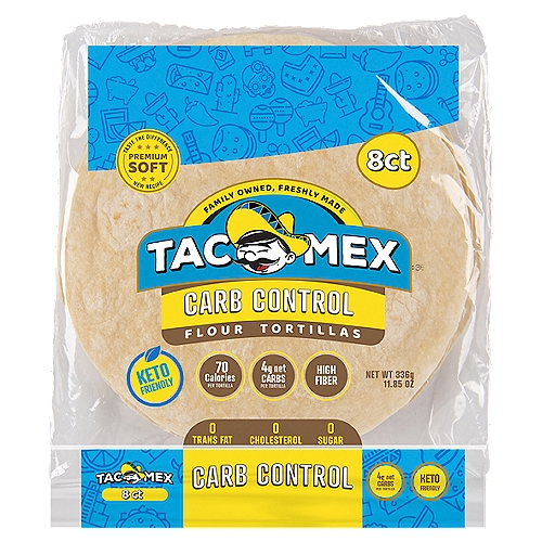 Tacomex Carb Control Flour Tortillas, 8 count, 11.85 oz