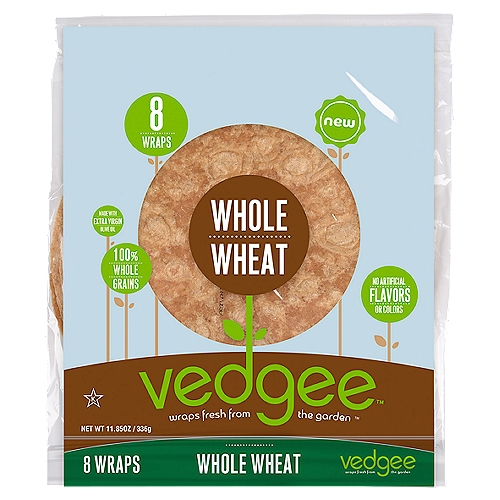 Vedgee Whole Wheat Wraps, 8 count, 11.85 oz
