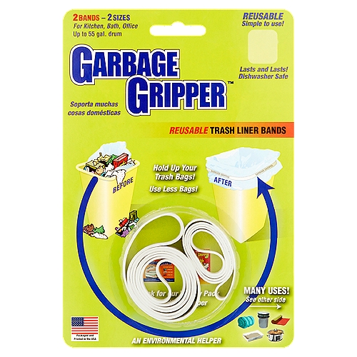 Garbage Gripper Reusable Trash Liner Bands, 2 count