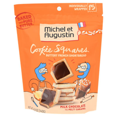 Michel et Augustin Milk Chocolate and Melty Caramel Cookie Squares, 15  count, 4.9 oz