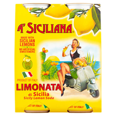 A' Siciliana Limonata Di Sicilia Sicily Lemon Soda, 11.15 fl oz, 4 count