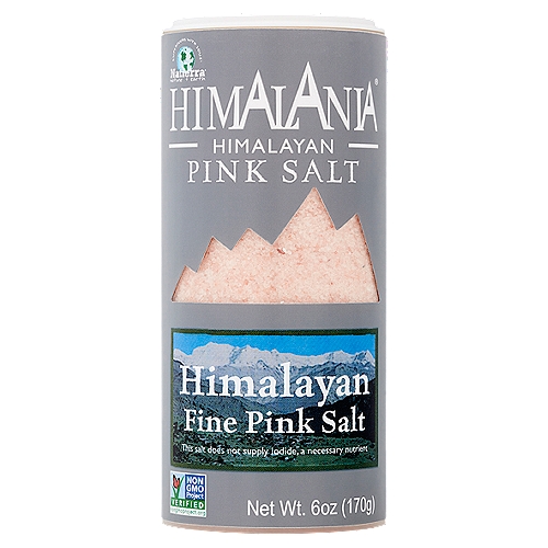 Natierra Himalania Himalayan Fine Pink Salt, 6 oz
Hand-harvested from ancient salt mines, Himalayan Pink Salt has been thriving in the heart of the Himalayas for over 200 million years. Himalayan Pink Salt is unrefined and 100% natural, and remains today untouched by outside pollutants and impurities.

This most pristine gourmet salt contains naturally occurring elements and trace minerals that are good for health - with iron lending the mineral it's pink speckled color!

Easy-to-use shakers are great for everyday cooking and baking dishes! Fine grain Pink Salt's delicate crunch can by enjoyed atop soups, salads, meats and veggies.