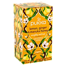 Pukka Organic Lemon, Ginger & Manuka Honey Tea Sachets, 20 count, 1.41 oz