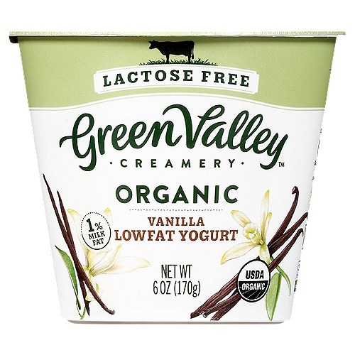 Green Valley Creamery Lactose Free Organic Vanilla Lowfat Yogurt, 6 oz
Aromatic, organic, bourbon vanilla beans complement the subtle sweetness and enhance the creaminess of our yogurt. The rich, appealing taste is accented by a clean, crisp finish, which makes this yogurt one you will want to enjoy often. Whether you have lactose sensitivity or not, this is as good as real vanilla yogurt gets.