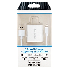 Mobilcharge 2.4A Wall Charger + Lightning to USB Cable