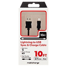 Mobilcharge 10Ft Lightning to USB Sync & Charge Cable