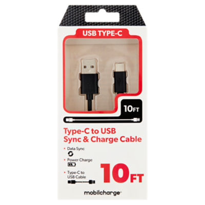 Mobilcharge 10Ft TypeC to USB Sync & Charge Cable ShopRite