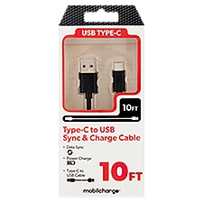 Mobilcharge 10Ft Type-C to USB Sync & Charge Cable