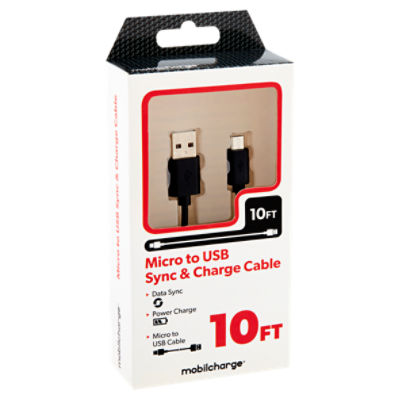 Mobilcharge 10Ft Micro to USB Sync & Charge Cable