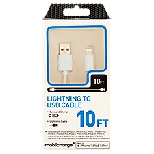 Mobilcharge 10ft, Lightning to USB Cable, 1 Each