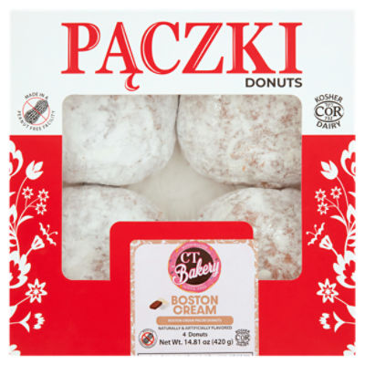 CT Bakery Boston Cream Paczki Donuts, 4 count, 14.81 oz, 14.81 Ounce