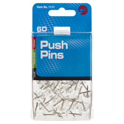 Ava Clear Push Pins, 60 count, 60 Each
