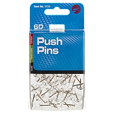 Ava Push Pins, Clear, 60 Each