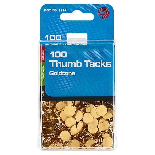 Ava Goldtone Thumb Tacks, 100 count