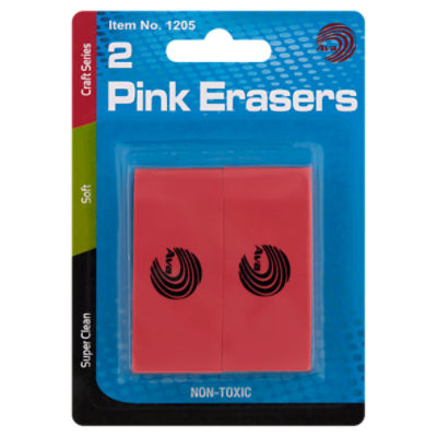 Ava Pink Erasers, 2 count, 2 Each