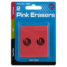 Ava Pink Erasers, 2 count
