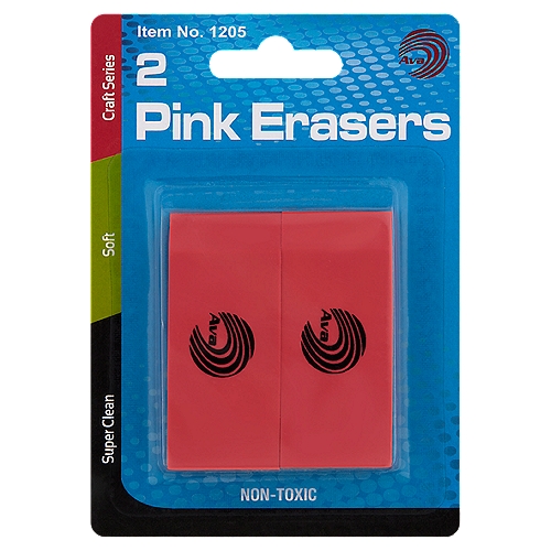Ava Pink Erasers, 2 count